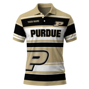 Purdue Boilermakers Polo Shirt Personalized Horizontal Blocks Gold Best Selling