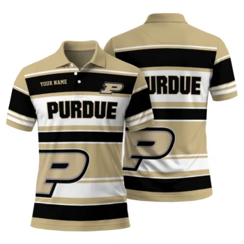 Purdue Boilermakers Polo Shirt Personalized Horizontal Blocks Gold Fashion Forward