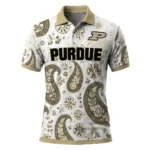 Purdue Boilermakers Polo Shirt Personalized Paisley Florals Gold White Best Selling