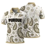 Purdue Boilermakers Polo Shirt Personalized Paisley Florals Gold White Best Selling