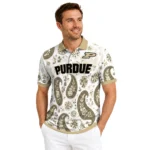 Purdue Boilermakers Polo Shirt Personalized Paisley Florals Gold White Best Selling