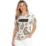 Purdue Boilermakers Polo Shirt Personalized Paisley Florals Gold White Best Selling