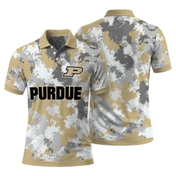 Purdue Boilermakers Polo Shirt Personalized Pixel Camo Gold Fashion Forward