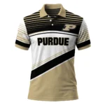 Purdue Boilermakers Polo Shirt Personalized Slanted Stripes Gold White Best Selling