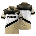 Purdue Boilermakers Polo Shirt Personalized Slanted Stripes Gold White Best Selling