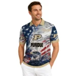 Purdue Boilermakers Polo Shirt Personalized Star Brushstrokes Gold Blue Best Selling