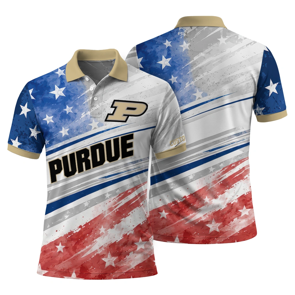 Purdue Boilermakers Polo Shirt Personalized Star Stripes Red Blue Fashion Forward Purdue Boilermakers Polo Shirt Personalized Star Stripes Red Blue Fashion Forward