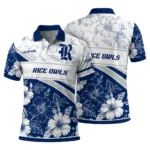 Rice Owls Polo Shirt Personalized Floral Angles Navy Blue White Best Selling