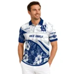 Rice Owls Polo Shirt Personalized Floral Angles Navy Blue White Best Selling