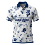 Rice Owls Polo Shirt Personalized Floral Pinstripe Navy Blue White Best Selling