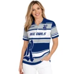 Rice Owls Polo Shirt Personalized Horizontal Blocks Navy Blue Best Selling