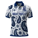 Rice Owls Polo Shirt Personalized Paisley Florals Navy Blue White Best Selling