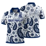 Rice Owls Polo Shirt Personalized Paisley Florals Navy Blue White Best Selling