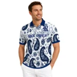Rice Owls Polo Shirt Personalized Paisley Florals Navy Blue White Best Selling