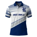 Rice Owls Polo Shirt Personalized Slanted Stripes Navy Blue White Best Selling