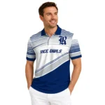 Rice Owls Polo Shirt Personalized Slanted Stripes Navy Blue White Best Selling