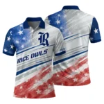Rice Owls Polo Shirt Personalized Star Stripes Red Blue Best Selling