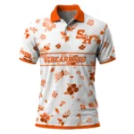 Sam Houston Bearkats Polo Shirt Custom Floral Pinstripe Orange White Best Selling