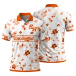 Sam Houston Bearkats Polo Shirt Custom Floral Pinstripe Orange White Best Selling