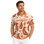 Sam Houston Bearkats Polo Shirt Custom Paisley Florals Orange White Best Selling