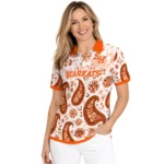 Sam Houston Bearkats Polo Shirt Custom Paisley Florals Orange White Best Selling