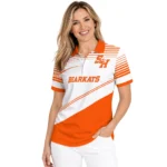 Sam Houston Bearkats Polo Shirt Custom Slanted Stripes Orange White Best Selling