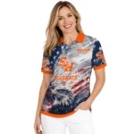 Sam Houston Bearkats Polo Shirt Custom Star Brushstrokes Orange Blue Best Selling