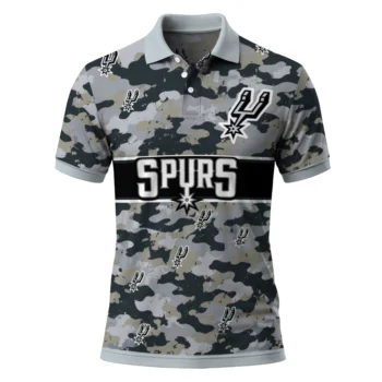 San Antonio Spurs Polo Shirt - Customized Camo Band Silver