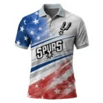 San Antonio Spurs Polo Shirt - Customized Star Stripes Red Blue
