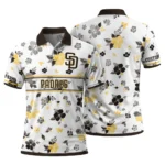 San Diego Padres Polo Shirt Custom Floral Pinstripe Brown White Best Selling