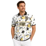 San Diego Padres Polo Shirt Custom Floral Pinstripe Brown White Best Selling