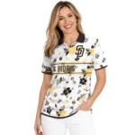 San Diego Padres Polo Shirt Custom Floral Pinstripe Brown White Best Selling