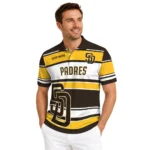 San Diego Padres Polo Shirt Custom Horizontal Blocks Brown Best Selling