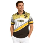 San Diego Padres Polo Shirt Custom Slanted Stripes Brown White Best Selling