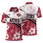 San Diego State Aztecs Polo Shirt Custom Floral Angles Red White Best Selling