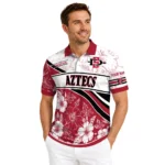 San Diego State Aztecs Polo Shirt Custom Floral Angles Red White Best Selling