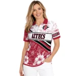 San Diego State Aztecs Polo Shirt Custom Floral Angles Red White Best Selling