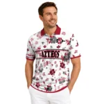 San Diego State Aztecs Polo Shirt Custom Floral Pinstripe Red White Best Selling