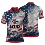 San Diego State Aztecs Polo Shirt Custom Star Brushstrokes Red Blue Best Selling