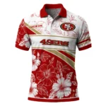 San Francisco 49ers Polo Shirt Custom Floral Angles Red White Best Selling