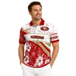 San Francisco 49ers Polo Shirt Custom Floral Angles Red White Best Selling