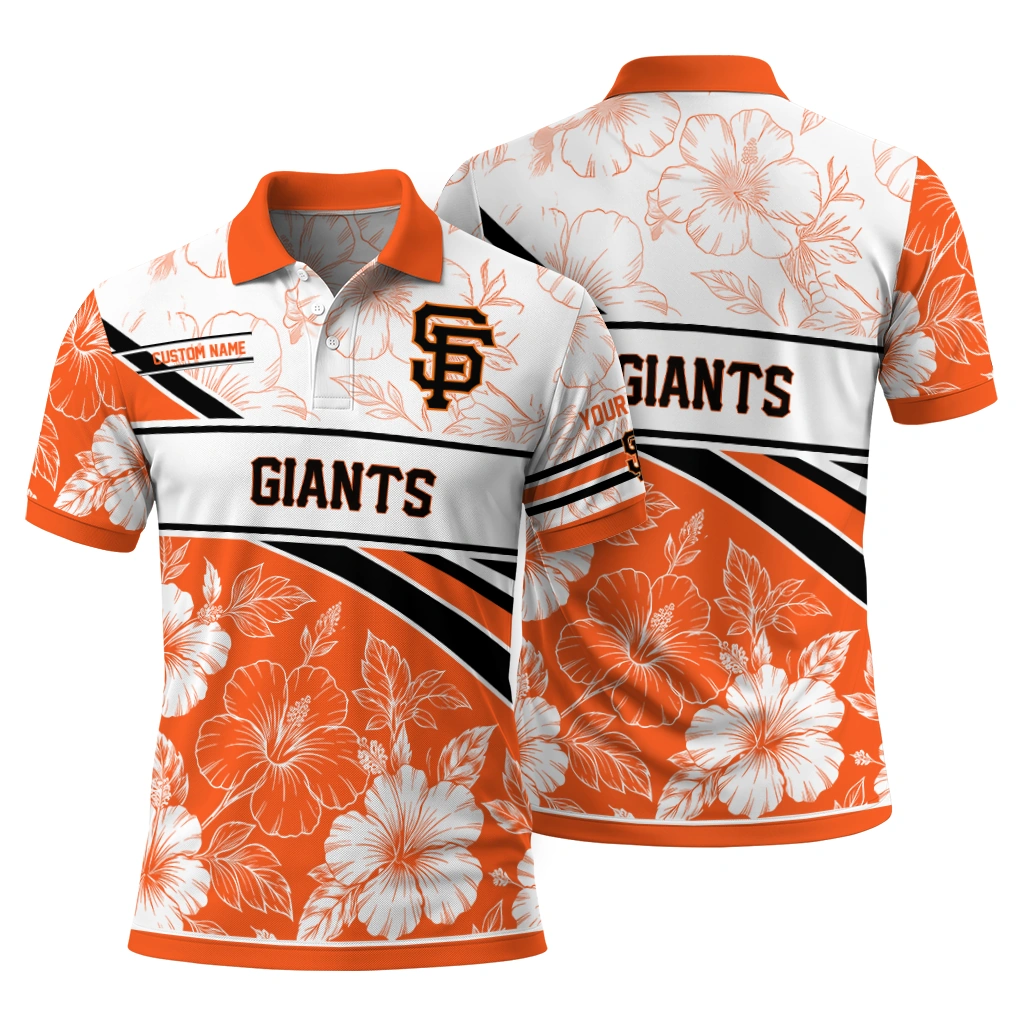 San Francisco Giants Polo Shirt Customized Floral Angles Orange White Fashion Forward San Francisco Giants Polo Shirt Customized Floral Angles Orange White Fashion Forward