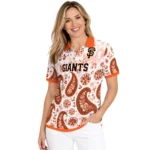San Francisco Giants Polo Shirt Customized Paisley Florals Orange White Best Selling