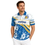 San Jose State Spartans Polo Shirt Personalized Floral Angles Blue White Best Selling