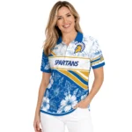 San Jose State Spartans Polo Shirt Personalized Floral Angles Blue White Best Selling