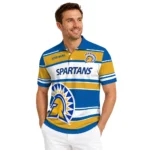 San Jose State Spartans Polo Shirt Personalized Horizontal Blocks Blue Best Selling