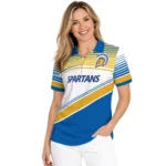San Jose State Spartans Polo Shirt Personalized Slanted Stripes Blue White Best Selling