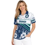 Seattle Mariners Polo Shirt Personalized Floral Angles Navy Blue White Best Selling