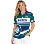 Seattle Mariners Polo Shirt Personalized Horizontal Blocks Navy Blue Best Selling