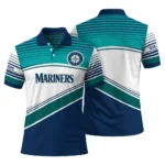 Seattle Mariners Polo Shirt Personalized Slanted Stripes Navy Blue White Best Selling